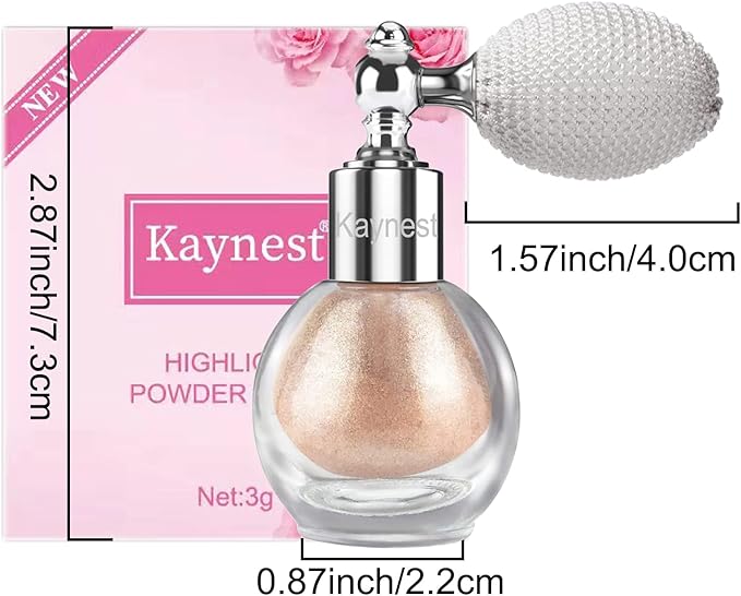 Champagne Highlighter Spray, Loose Shimmer Powder High Gloss Makeup Mist for Body, Face, Hair, Long Lasting Glitter Hairspray for Festive Party, Stage Shows, Nightclubs, Bar (2#)
