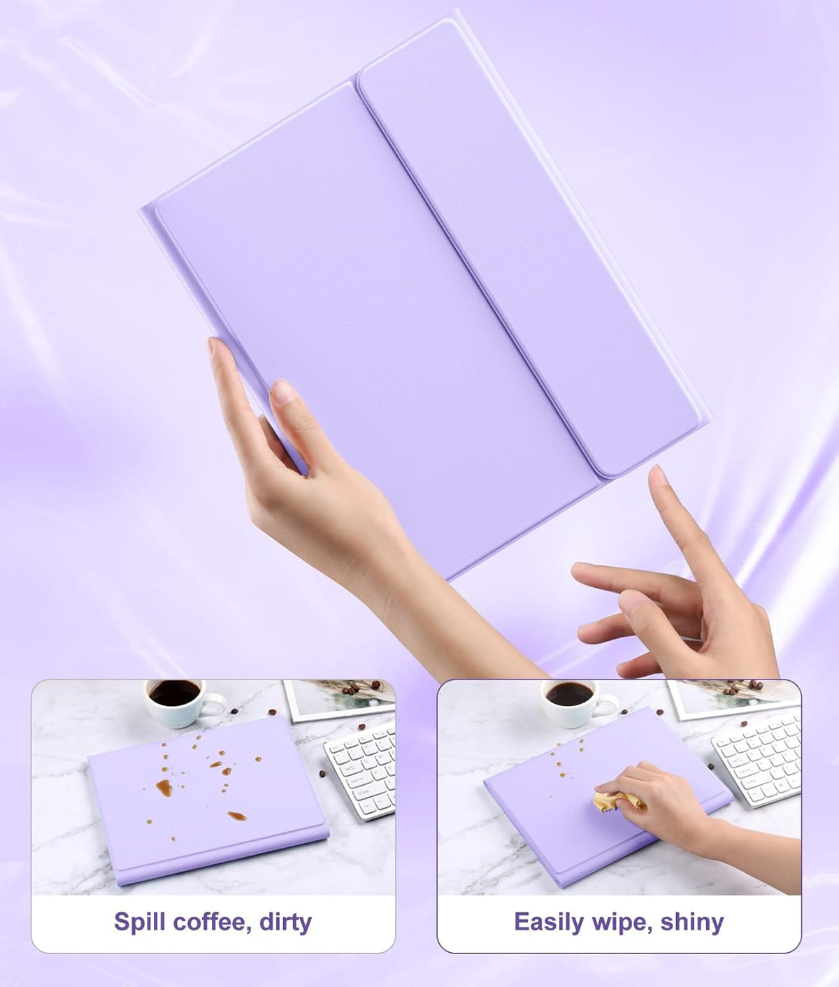 Compatible with iPad Air 11 Inch & Air 5th/Air 4th Generation Case with Keyboard - Multi-Touch Trackpad, 7-Color Backlit, Detachable Folio Cover for Air 11-inch M3/M2 (2025/2024), Light Purple