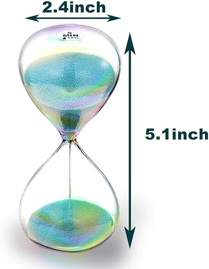 SuLiao Sand Timer 15 Minute Hourglass - Turquoise Clock With 7 Colored Glass - Large Blue & Green Watch for Home, Desk, Office Decor