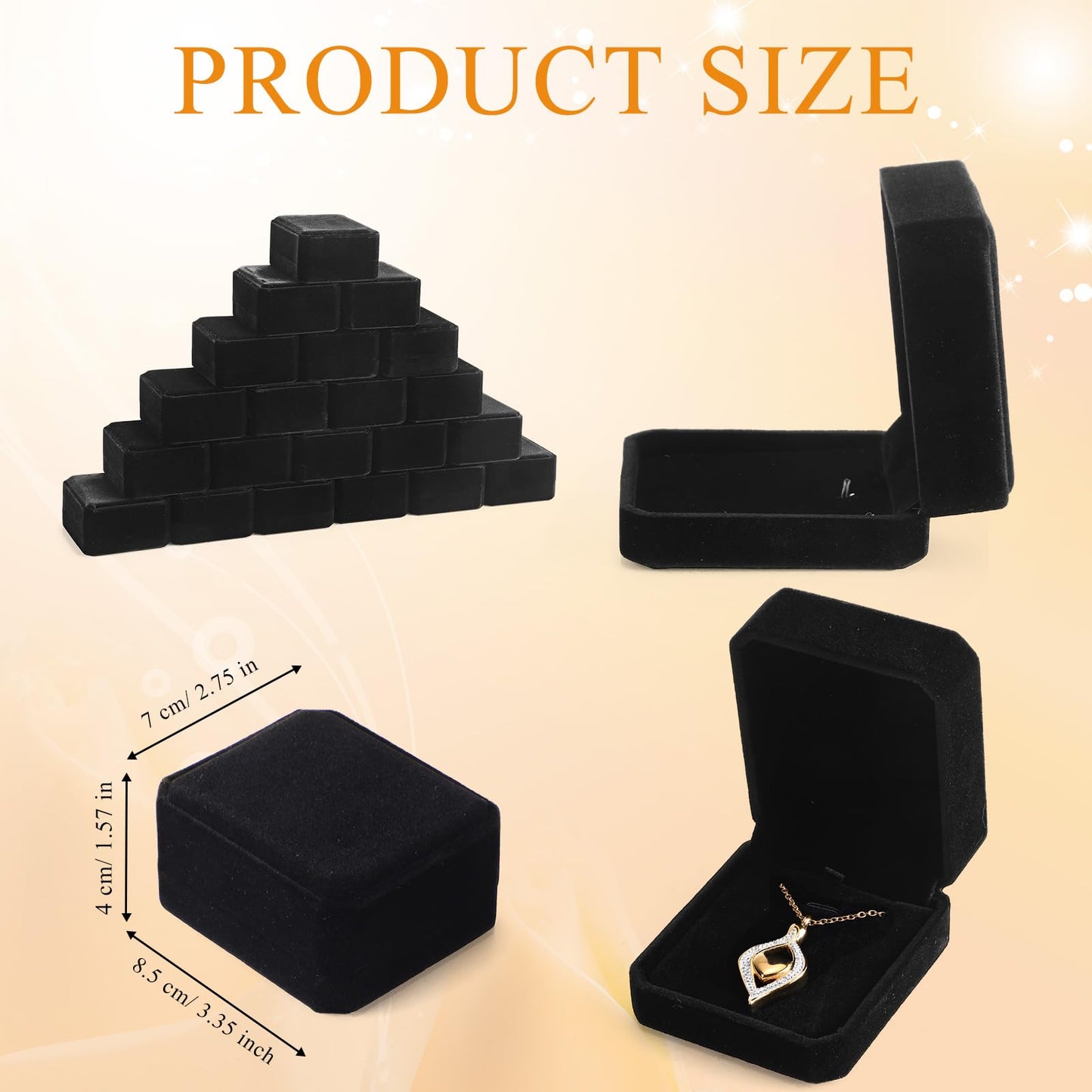 Sureio 24 Pcs Velvet Jewelry Gift Boxes Bulk for Necklace Pendant Ring Earring Bracelet Display Case Wedding (Black)