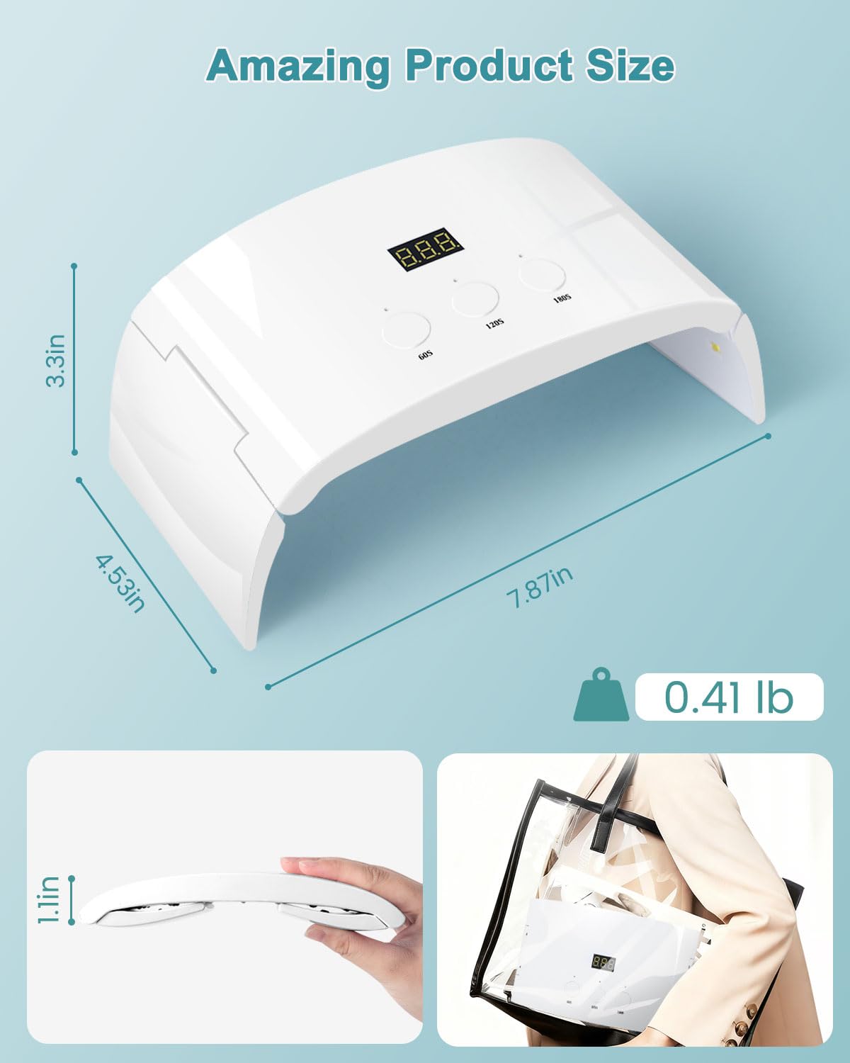 Lotifie UV Led Nail Lamp Spacious Foldable Curing Light Dryer for Gel Nails Polish(White lamp pro)