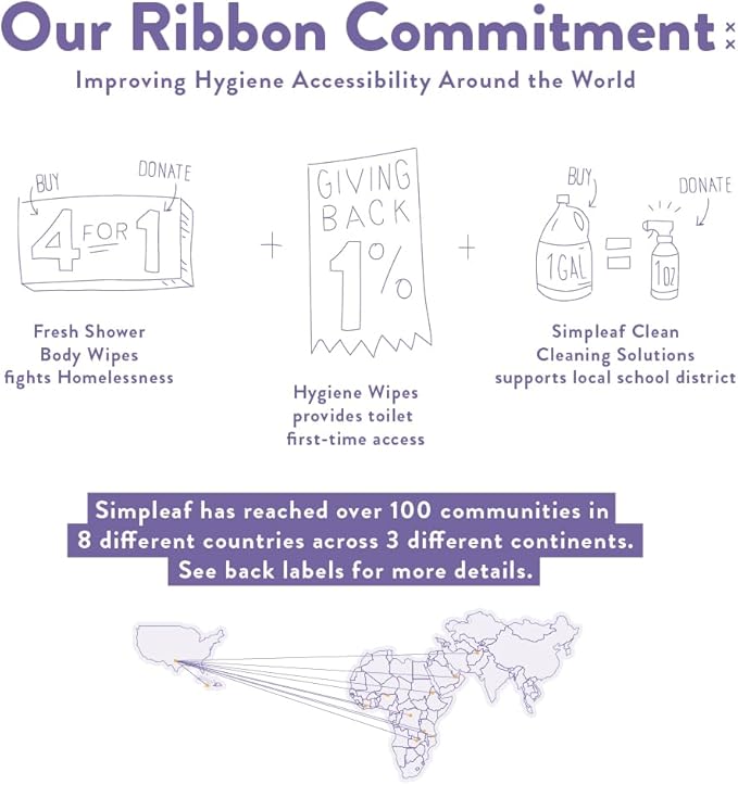 Simpleaf Flushable Wet Wipes Lavender | Plastic Free, Paraben & Alcohol Free | Hypoallergenic & Safe for Sensitive Skin | Soothing Aloe Formula | Adult Toilet Wipes (3 x 50 Counts Pack) 150 Counts