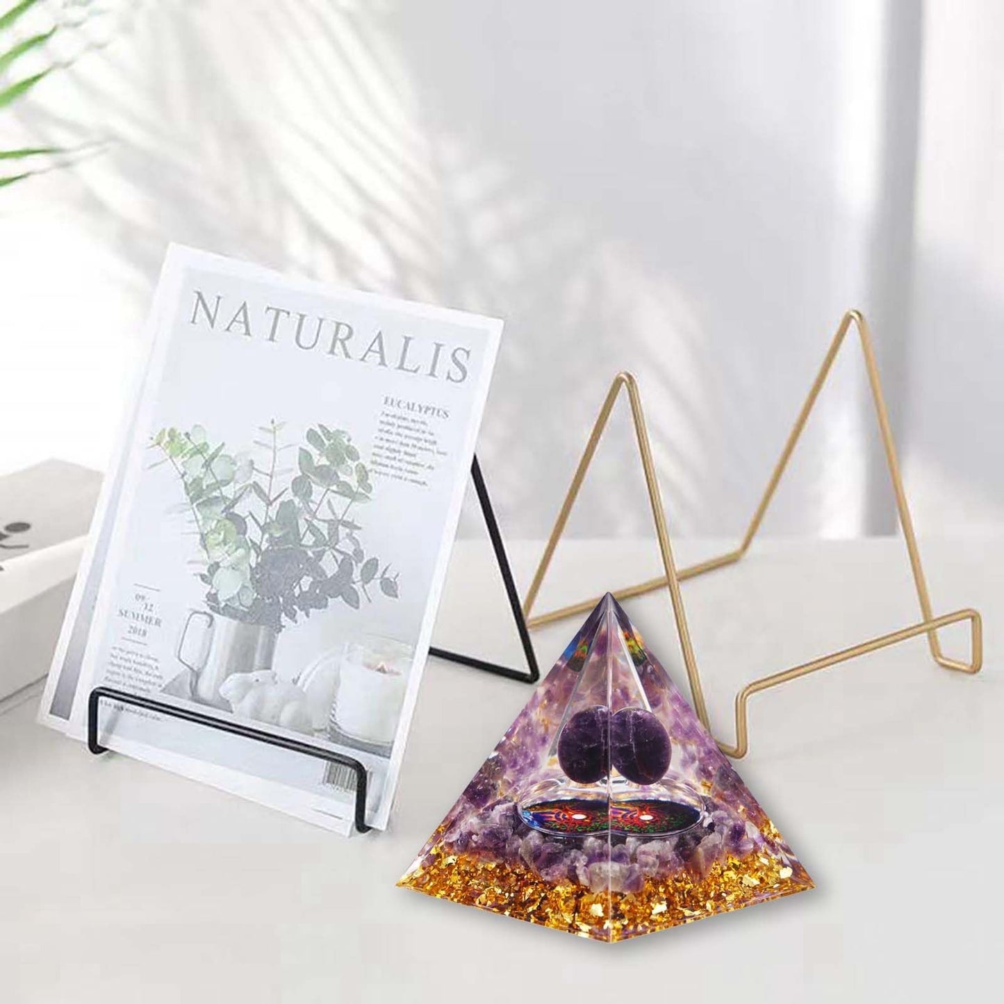 Crystal Pyramid, Amethyst Healing Crystal Pyramid Porstive Energy Generator, Natural Crystals Energy Pyramid for Attract Wealth Success and Lucky