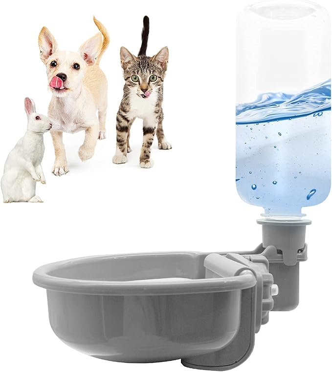 VANNON Gravity Pet Water Bowl, 16oz Anti-Splash Crate Dispenser, Blue
