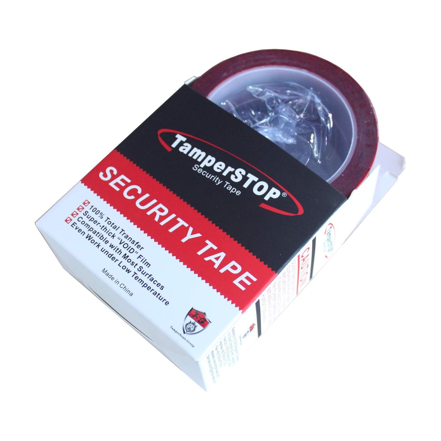 TamerSeals Group - 1 Roll Easy-to-Tear 100% Total Transfer Tamper Evident Security Packing Tape (Hand Tearable - No Scissors Needed, Ultra-Thick “Void” Film, 2 Inches x 55 Yards x 2 Mil, Red)