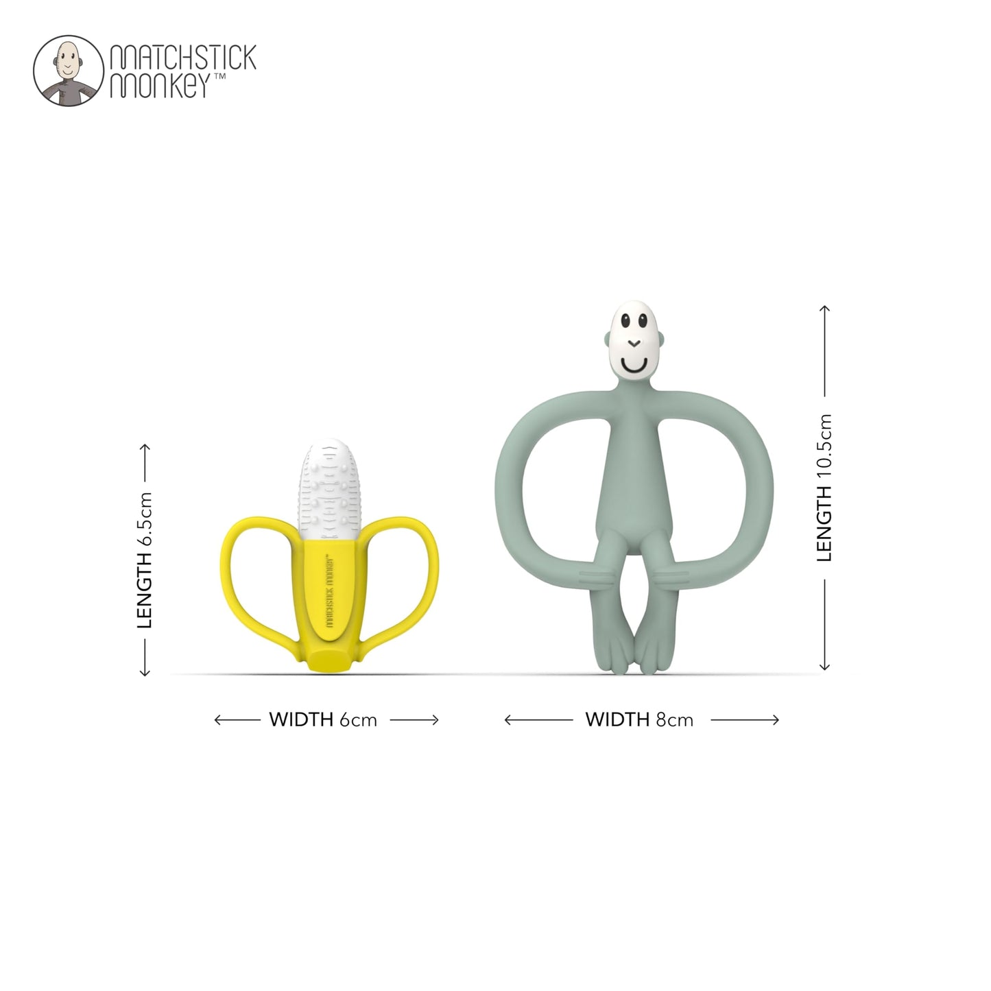 Matchstick Monkey Teething Gift Set for Babies – Includes Banana Soother & Monkey Teether, Easy-to-Grip BPA-Free Silicone for Teething Relief & Oral Development, 3 Months+, Mint Green
