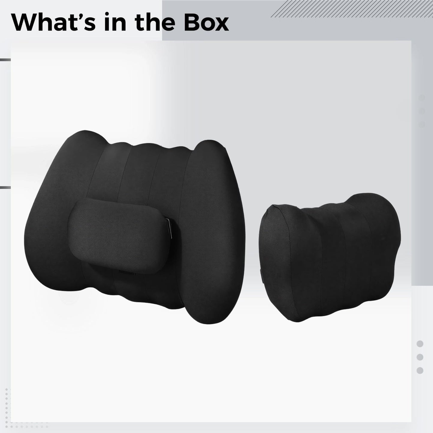 Vestamore Electric Vibration Car Lumbar Support And Headrest, Ergonomic Memory Foam, Neck Pillow With C Shape & Waist Embrace, Simulate Hand Massage, Classic Black, Boxed Gift With Card