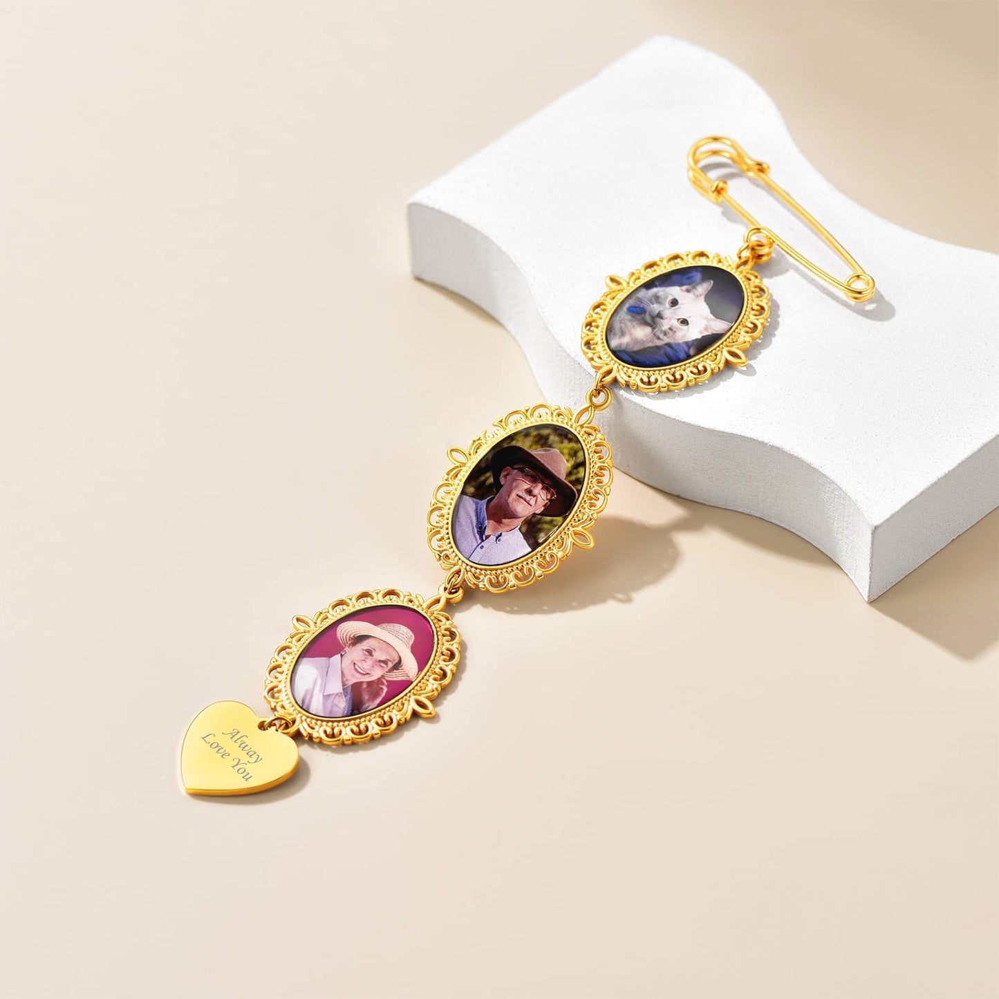 Custom4U Memorial Bouquet Charms for Wedding Custom Photo Pins