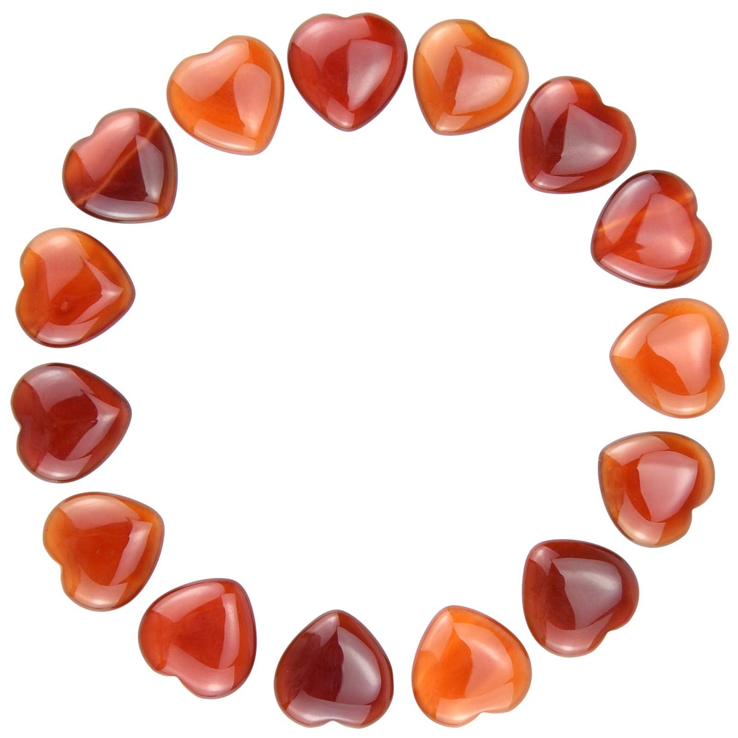Marrywindix 15 Packs 0.8 Inch Healing Crystal Natural Red Agate Heart Love Carved Palm Worry Stone Chakra Reiki Balancing
