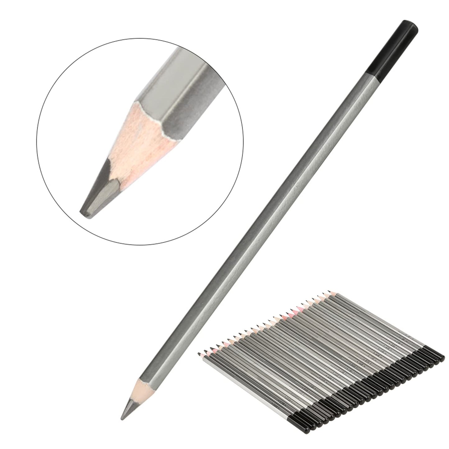 Cunyuer Drawing Pencils, 24 PCS Art Pencils, Graphite Pencil 9H 8H 7H 6H 5H 4H 3H 2H H HB F B 2B 3B 4B 5B 6B 7B 8B 9B 10B 11B 12B 14B