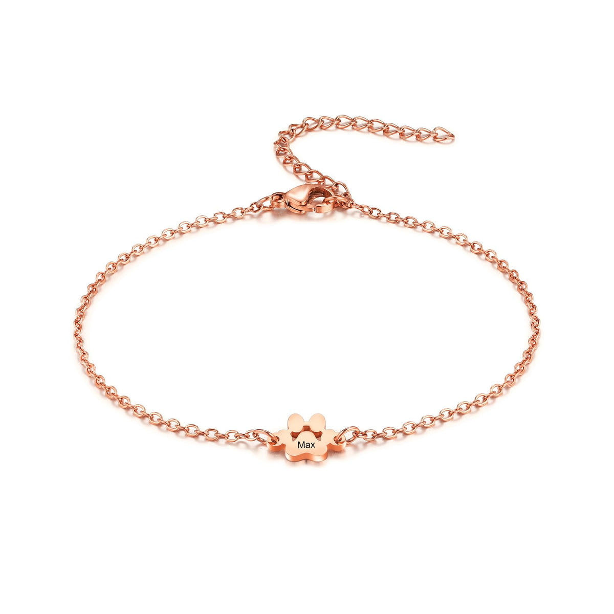 MeMeDIY Personalized Paw Print Bracelet for Women Engraved 1-5 Names Dog Cat Pet Paw Bracelet Adjustable Chain Dog Jewelry Memorial Gifts for Pet Lovers - B4