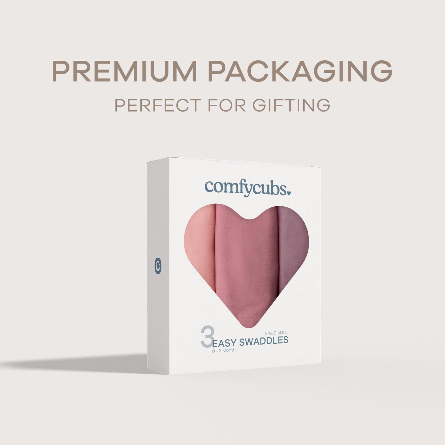 Comfy Cubs Easy Swaddle Blanket, 3 Pack - 100% Cotton Newborn Wrap, Small for 0-3 Months Infants, Breathable and Durable Sleep Sack for Babies - Blush, Mauve & Mulberry