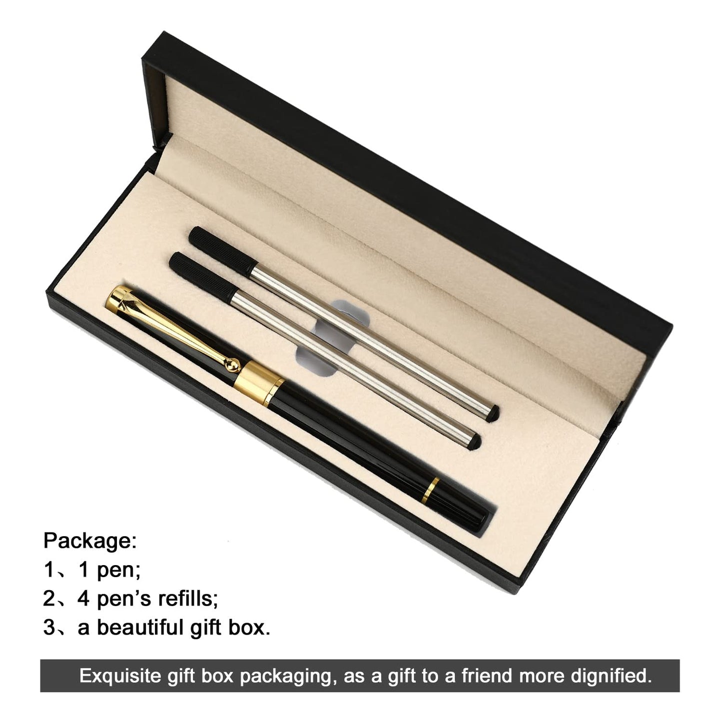 YIVONKA Ballpoint Pen Black Refill,Luxury Ballpoint Line width 0.5mm,Best Ball Pen Gift Set for Men & Women Professional Executive,Office,Nice BallPens Classy Gift Box (Black)