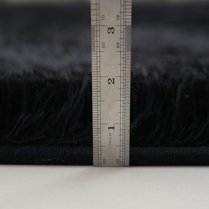 2x3 Fluffy Area Rugs for Bedroom Living Room,Small Soft Shag Fuzzy Rug Non-Shedding Indoor Plush Carpet for Kids Bedroom Nursery Dorm Home Decor,Black