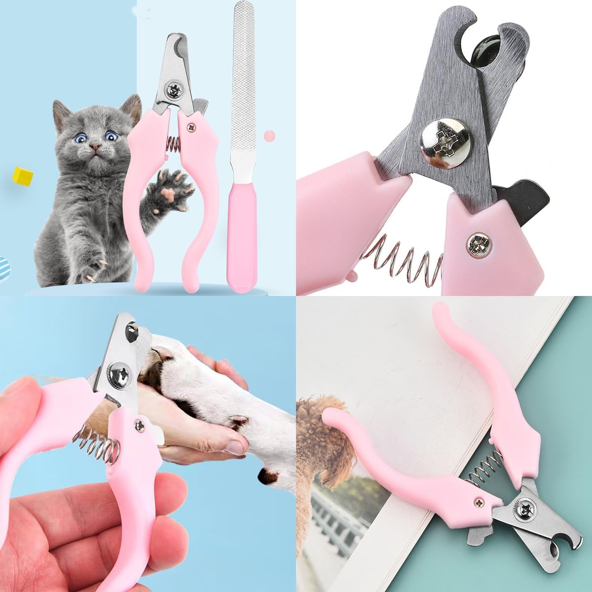 7 PCS Dog Brush Dog Grooming Kits,Dog Shedding Brush,Self-Cleaning Brush with Nail Clipper, Flea Comb and Shampoo Bath Brush