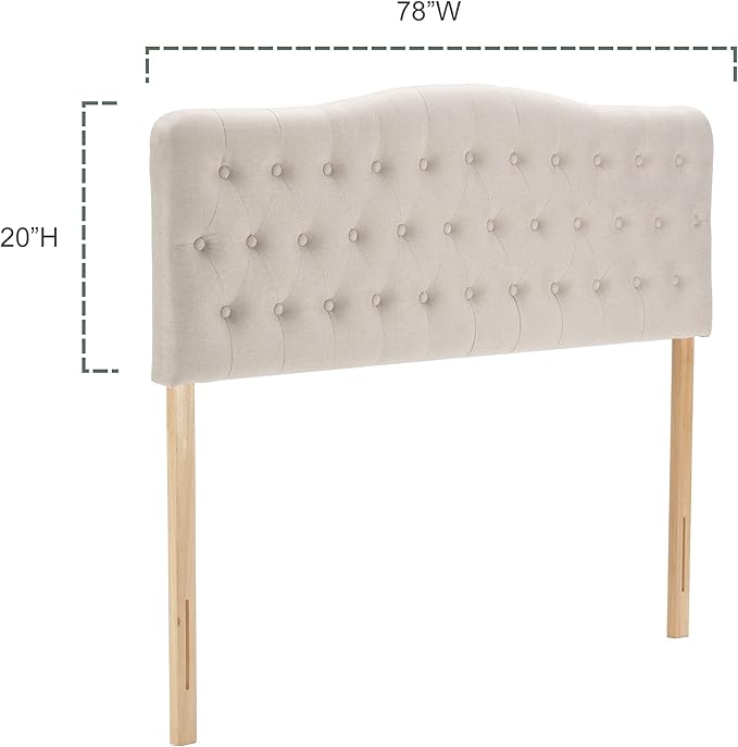 Upholstered King Headboard, Button Diamond Tufted Headboard with Adjustable Height and Solid Wood Leg, Linen Fabric Padded Headboards for King Size Bed, Mordern Head Board, Beige