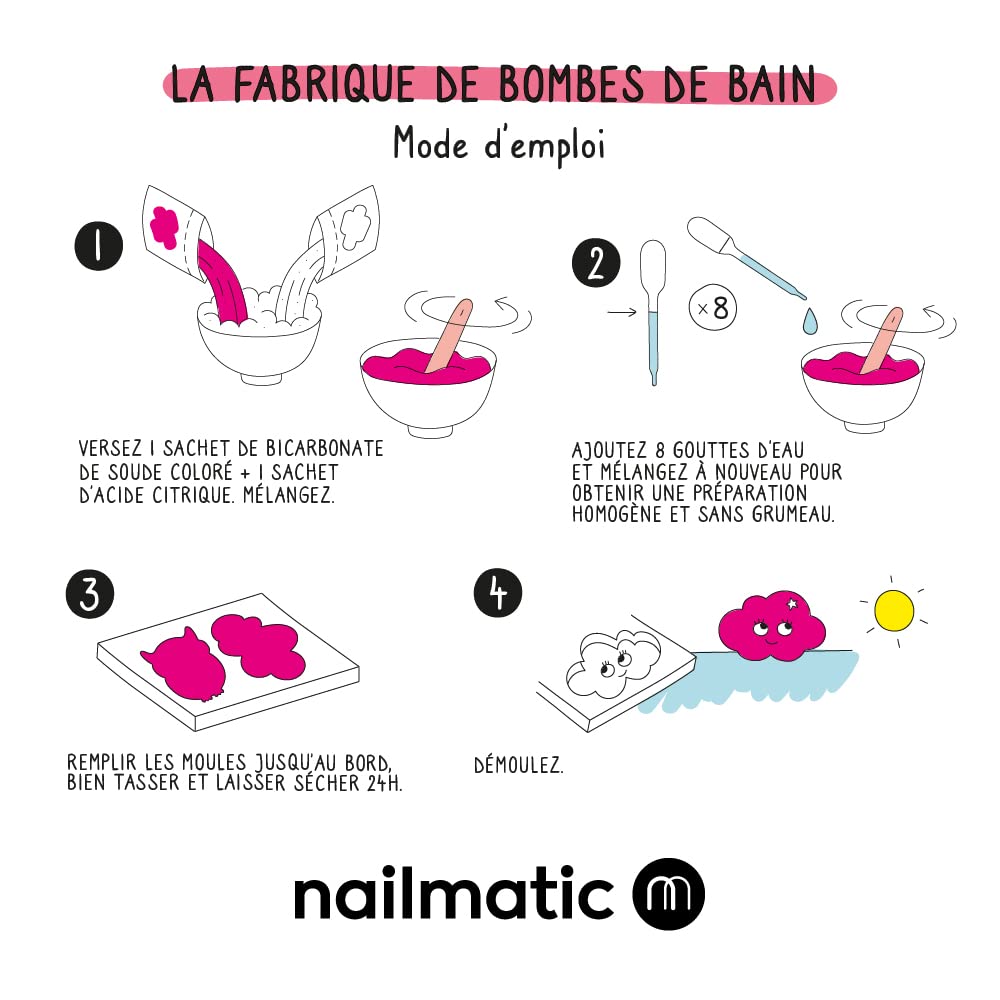 Nailmatic Cosmos DIY Bath Bomb Kit - Bath Bomb Making Kit for Kids, Make Your Own Bath Bombs, Includes Saucer & Rocket Molds, Vegan, Preservative Free, Ages 7+