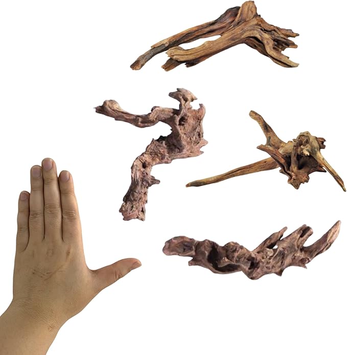 YZHZOM Small Natural Driftwood for Aquarium Styling Carefully Selected Natural Aquarium Decor Driftwood for Reptile Tank Reptile Tank Wood Decor (Driftwood 4-6inch 4pcs)