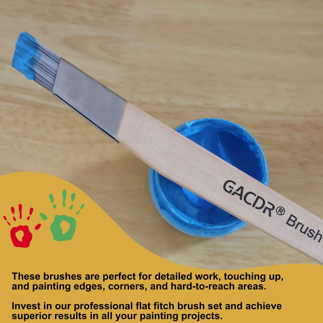 GACDR Slant Lining Fitch Paint Brushes,Pack Of 6 Cutting In Paint Brush Angled for Fast Accurate Detail & Control Hobby & Craft 2 Each of 0.5", 0.75", and 1"