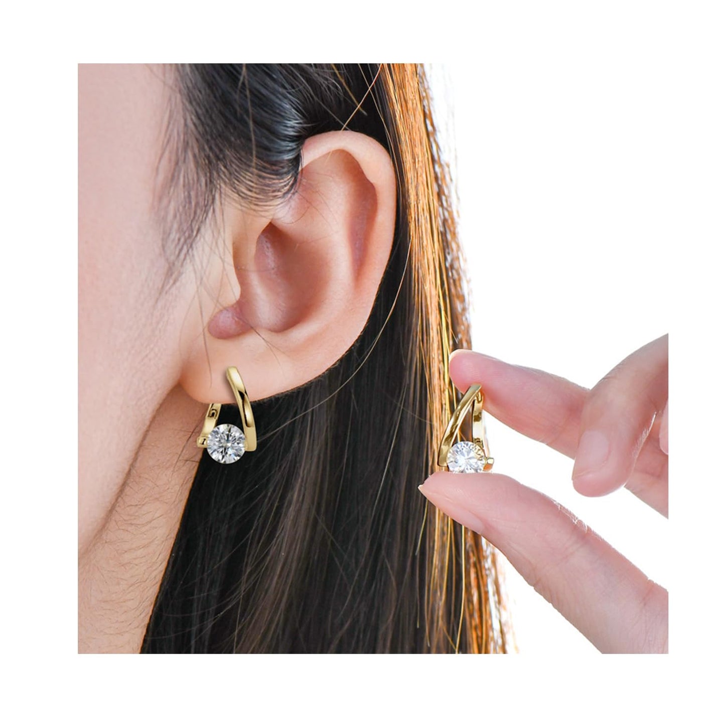 Halolux Germanium Earrings - Lymphatic Drainage Acupressure Earrings with CZ Zircon Stones - Dainty, Silver