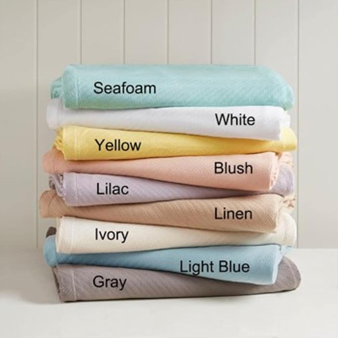 Madison Park Liquid Cotton Blanket Breathable, Softer Ring Spun Weave, Diamond Motif, Luxurious 100% Cotton All Seasons Lightweight Summer Blanket for Bed, Couch, Office, Lilac, King