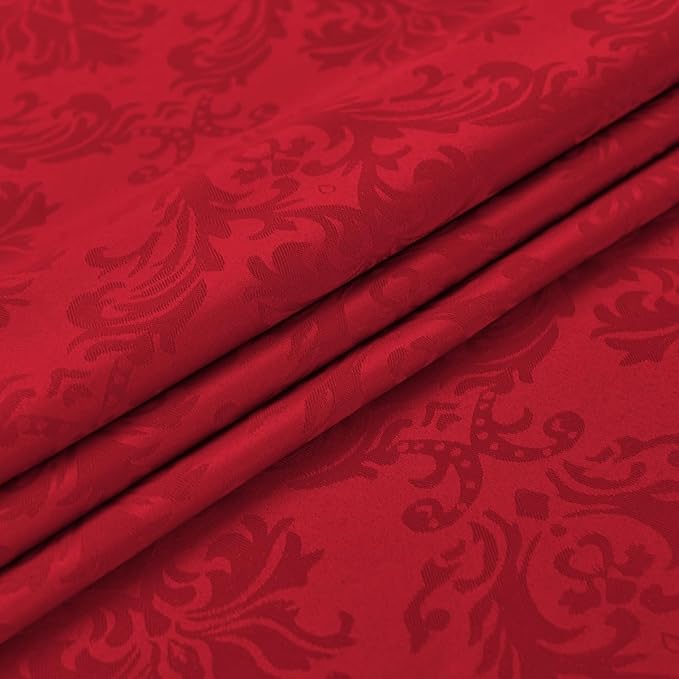 SASTYBALE Rectangle Jacquard Tablecloth, Damask Table Cloth SpillProof Wrinkle Resistant Tablecloths, Soft Polyester Oblong Table Cover for Kitchen, Dinner, Parties (Red, 60X120)