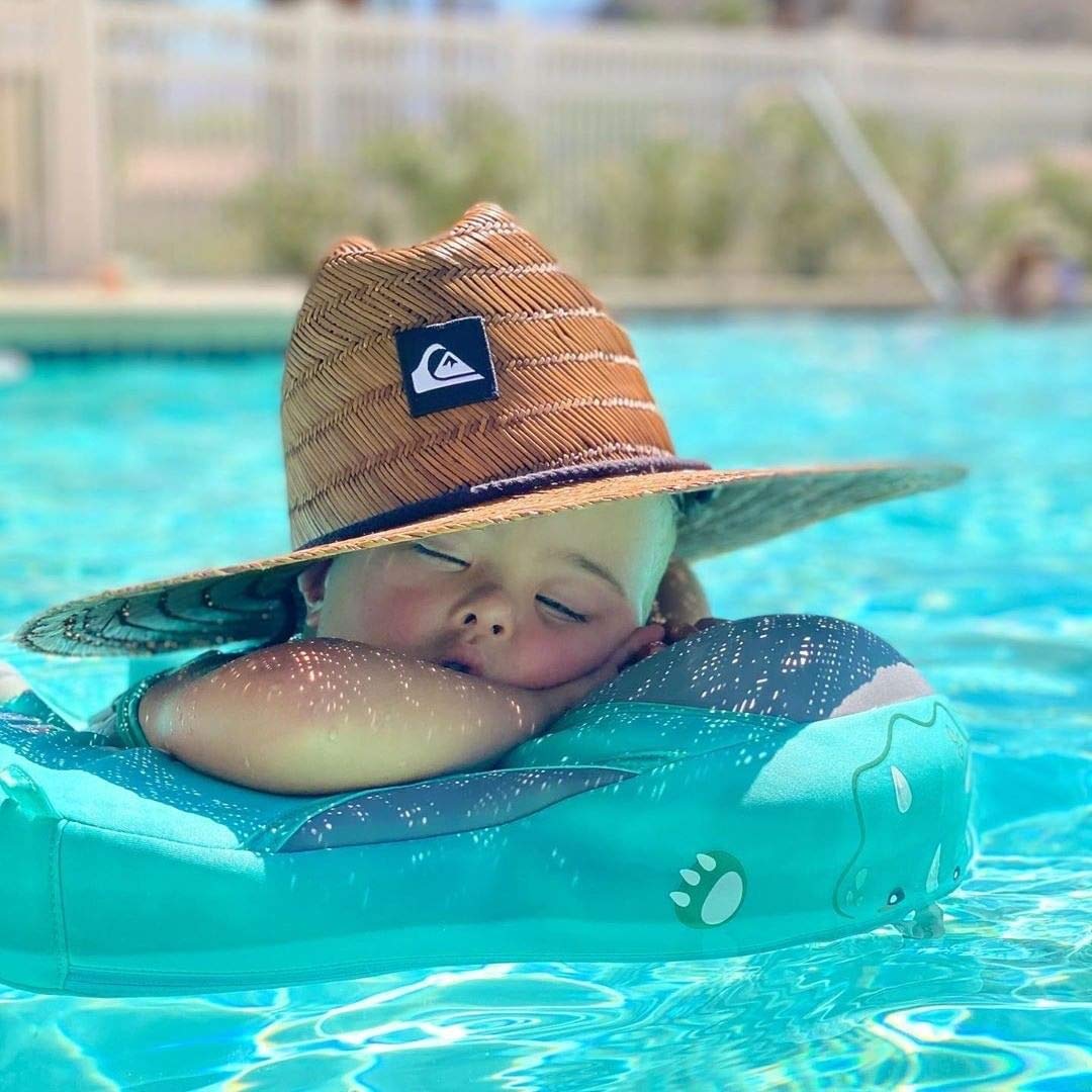 Mambobaby Float with Canopy Size Improved Non Inflatable Infant Baby Pool Float Smart Mambo Float Swim Trainer Baby Swim Float Mambo Baby Float Solid Air Free Water Waist Swimming Ring