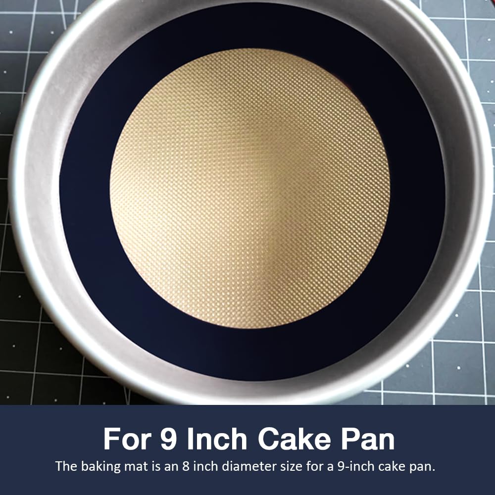 Eolilim 3PC Round Silicone Baking Mats, 8 inch Silicone Mats for Baking Easy to Clean, Reusable Baking Mats, Silicone Circle Mats for Cake Pan