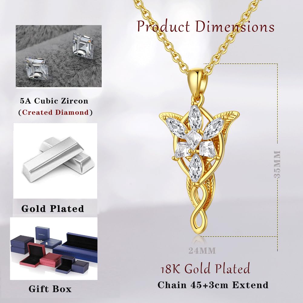 jiamiaoi Arwen Evenstar Pendant Necklace - Lord of the Rings Pendant Necklace