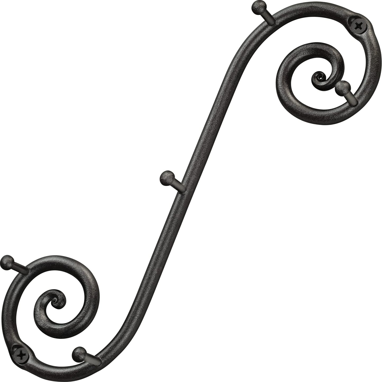 RTZEN Farmhouse Small Key Holder for Wall - Handcrafted Swirl Decorative 5 Key Hooks for Home Entryway - Wrought Iron Wall Mount Rack Purse Coat and Leash Holder or Organizer (Vertical Black)