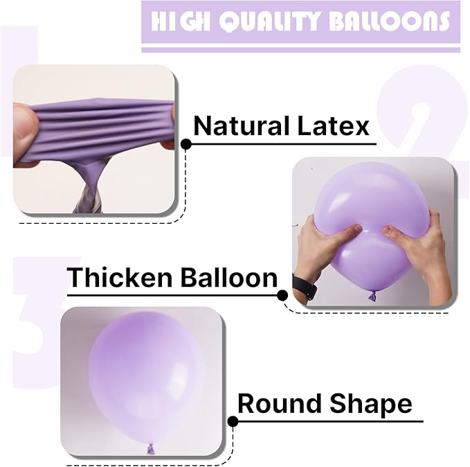 PartyWoo Lavender Balloons 85pcs Different Sizes Pack of 18 12 10 5 Inch Light Pastel Purple Lilac Balloon Arch Kit for Baby Shower Bachelorette Fairy Birthday Princess Party Decorations Purple-Q10