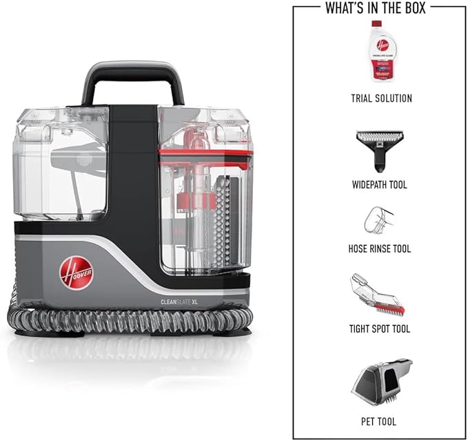 Hoover CleanSlate XL Deep Cleaning Carpet + Upholstery Spot Cleaner Machine with Specialized Tools, Permanent Stain Remover, Pair with Hoover Portable Spot Cleaner Solution