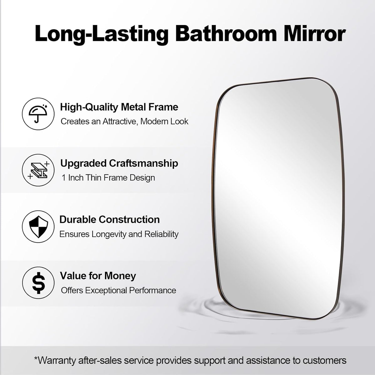 ANDY STAR Bronze Bathroom Mirror, 24x32 Oblong Vanity Mirror with Stainless Steel Metal Frame, Oil Bronze Oval Mirror for Over Sink, Modern Anti Rust Wall Mounted