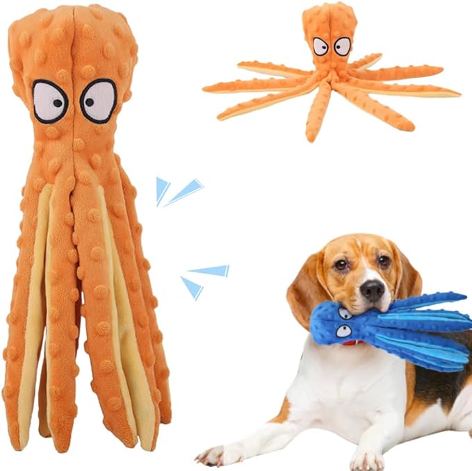 AprYew Octopus Dog Toys, No Stuffing Crinkle Dog Toys for Aggressive Chewers, Durable Interactive Chew Toys for Small, Medium and Large Dogs Training and Reduce Boredom (Purple)