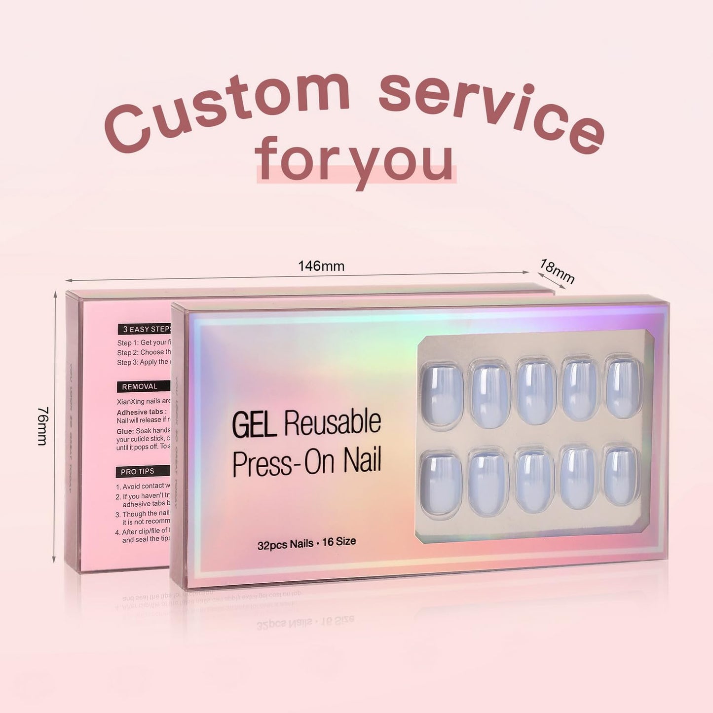 Rose Red Press on Nails with Chrome Fake Nails Designs Thickened Acrylic Nails Short Almond Glue on Nails Solid Color False Nails Full Cover Stick on Nails for Women Girls Manicure Art 32 Pcs
