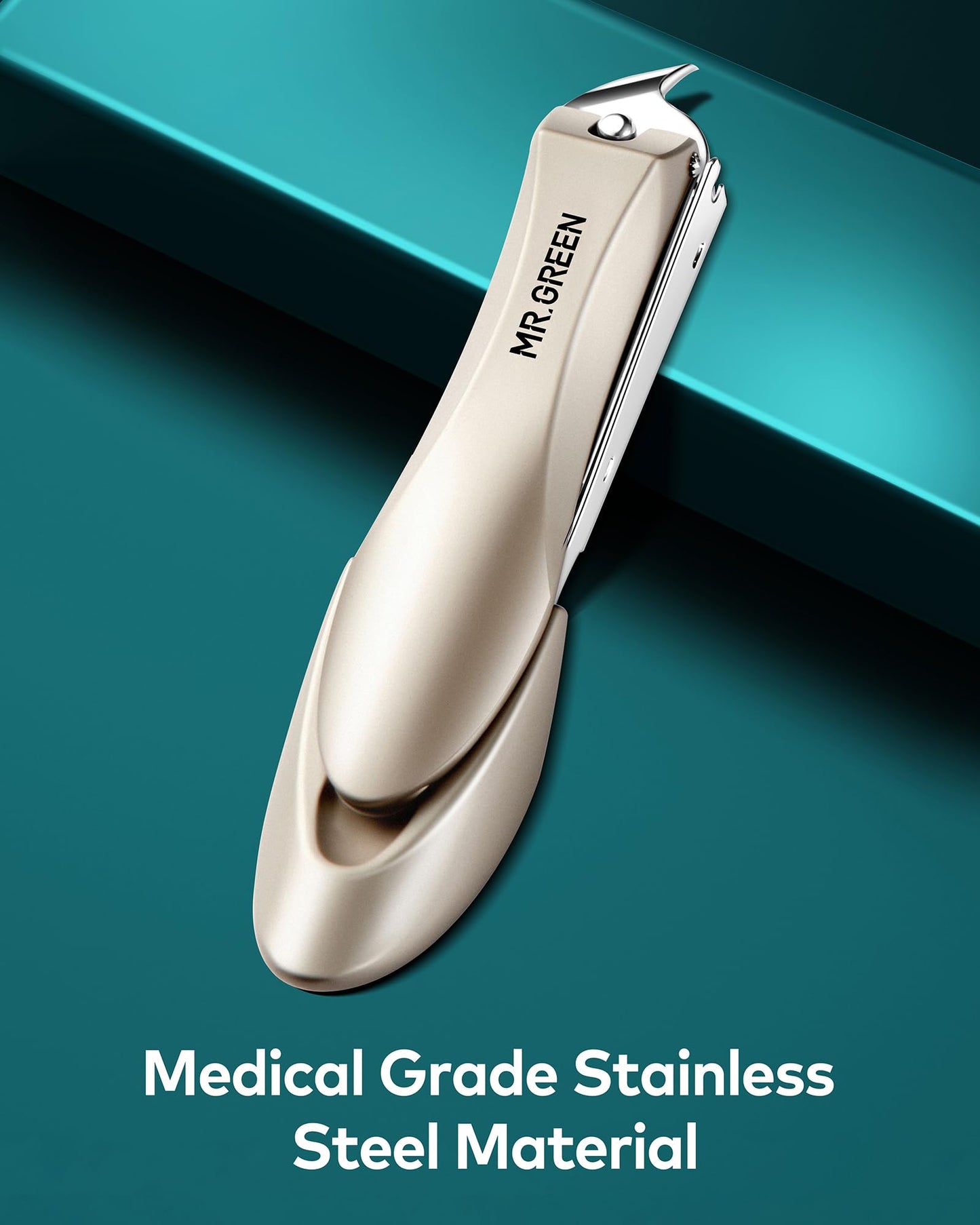 Nail Clipper with Catcher, Slanted Edge Nail Cutting Clippers Stainless Steel Fingernail Cutter Trim with File for Men and Women Mr-1115plus