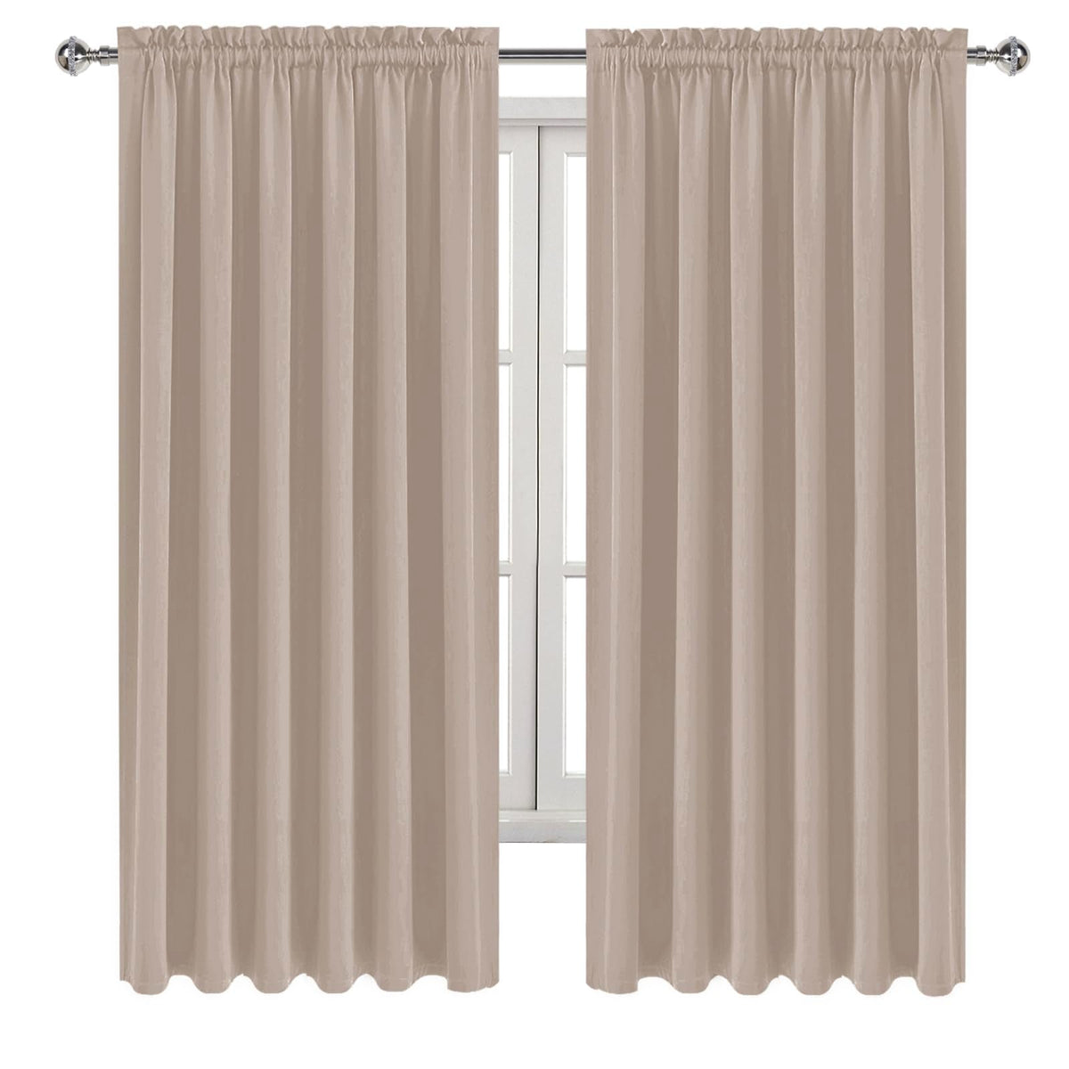 Wide Blackout Curtains for Bedroom Living Room 70 x 63 Inch Long Camel (2 Count)