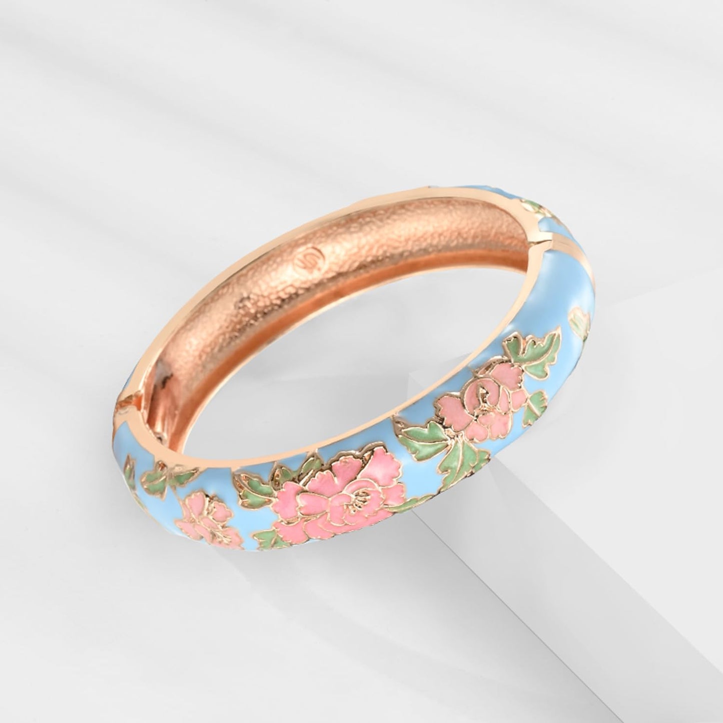 UJOY Cloisonne Bangles Gorgeous National Enameled Plated Handcrafted Jewelry Bracelets Gifts with Box 55C48-55A129 Blue White