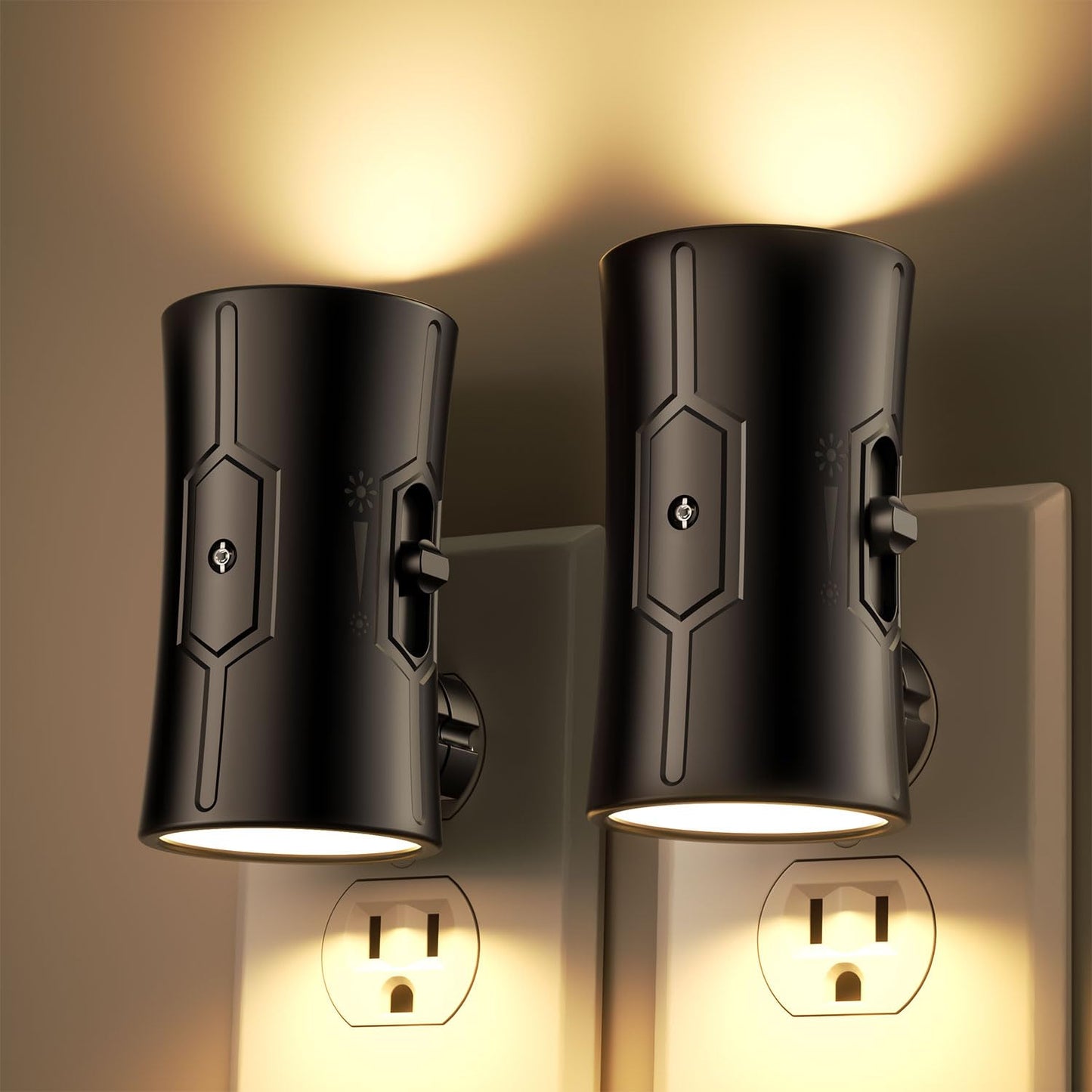 fesnne Night Light, 2-Pack Dimmable Plug-in Night Light with 90°Rotatable Plug, 0-100LM Adjustable Brightness, 3000K Warm White, 1W Ultra Low Energy for Bedroom, Hallway, Bathroom, Kids Room