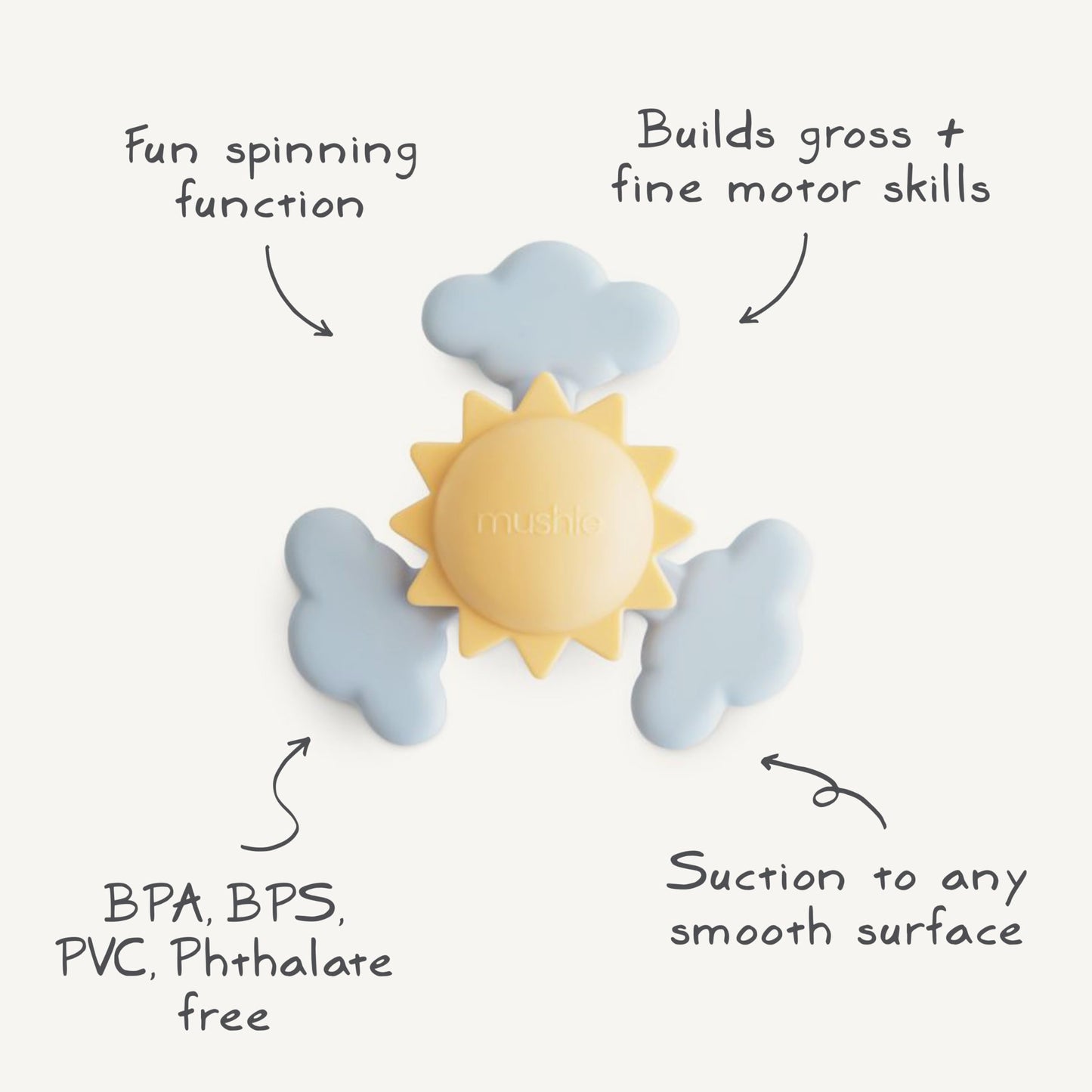mushie Sunshine Suction Spinner Toy | Toddler Sensory Toys for Bath & Play