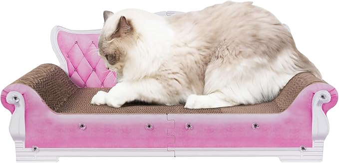 Kidding Pets Cat Sofa Shape Scratch Pad for Large Medium Small Indoor Cats,Larger-Sized Recyclable Reversible Cardboard Cat Couch for Resting Claw Grinding and Playing