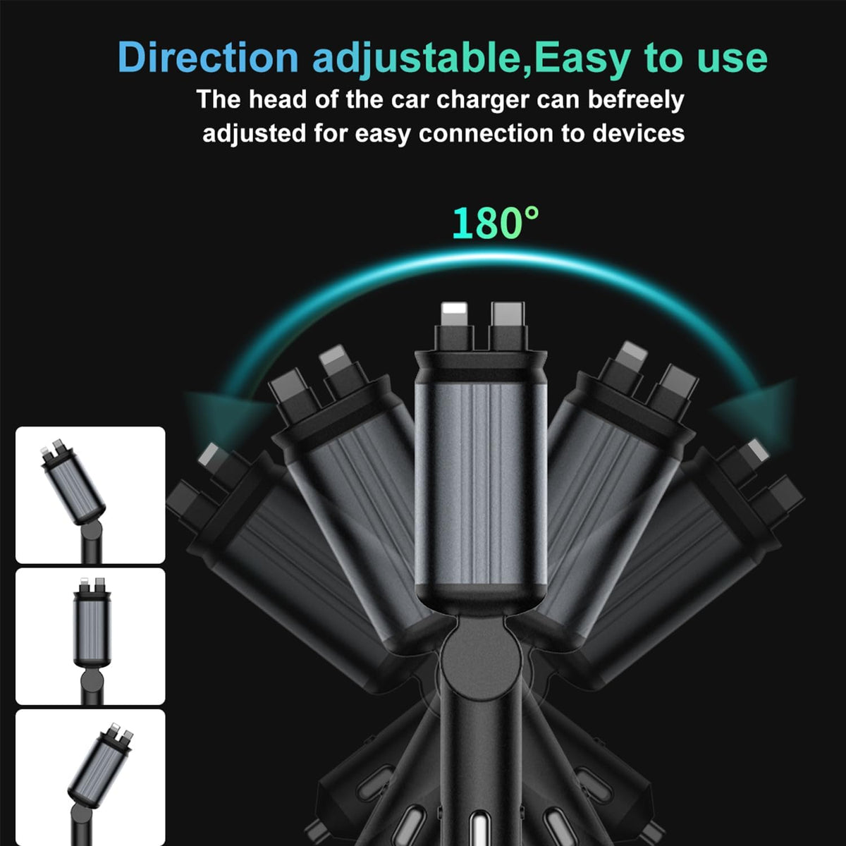 Upgraded Starlight Retractable Car Charger Adapter,4 in 1 Fast Charging Car Phone Charger,69W USB C Car Truck Accessories,Road Trip Essentials Gift for Men Women for iPhone 16/15/14/13/12,Galaxy,Pixel