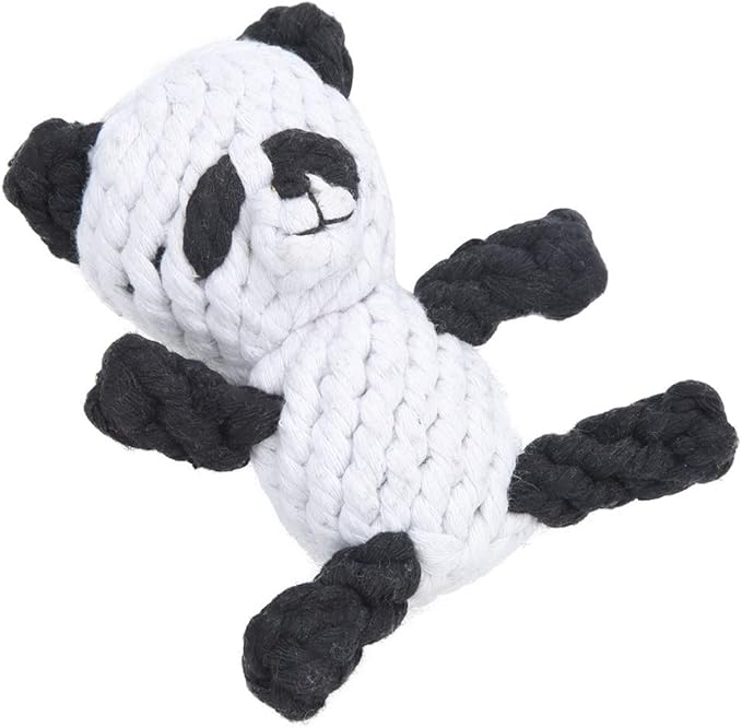 ZAICOLER Pet Cotton Rope Biting Chewing Molar Toy, Cartoon Animal Shape & Pure Manual Weaving, Dog Rope Toys with Strong and Hard, Grind and Clean Teeth, Relieve Pressure (Panda)