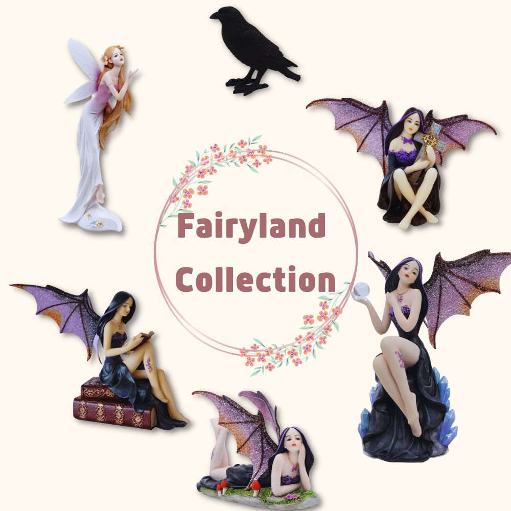 Comfy Hour 9" Gothic Fairy Witch Figurine with Owl and Cauldron, Fantasy Sorceress Reading Book Statue, Mystical Halloween Indoor Decor Accent, Polyresin Artisan Crafted Sculpture, 1 Unit