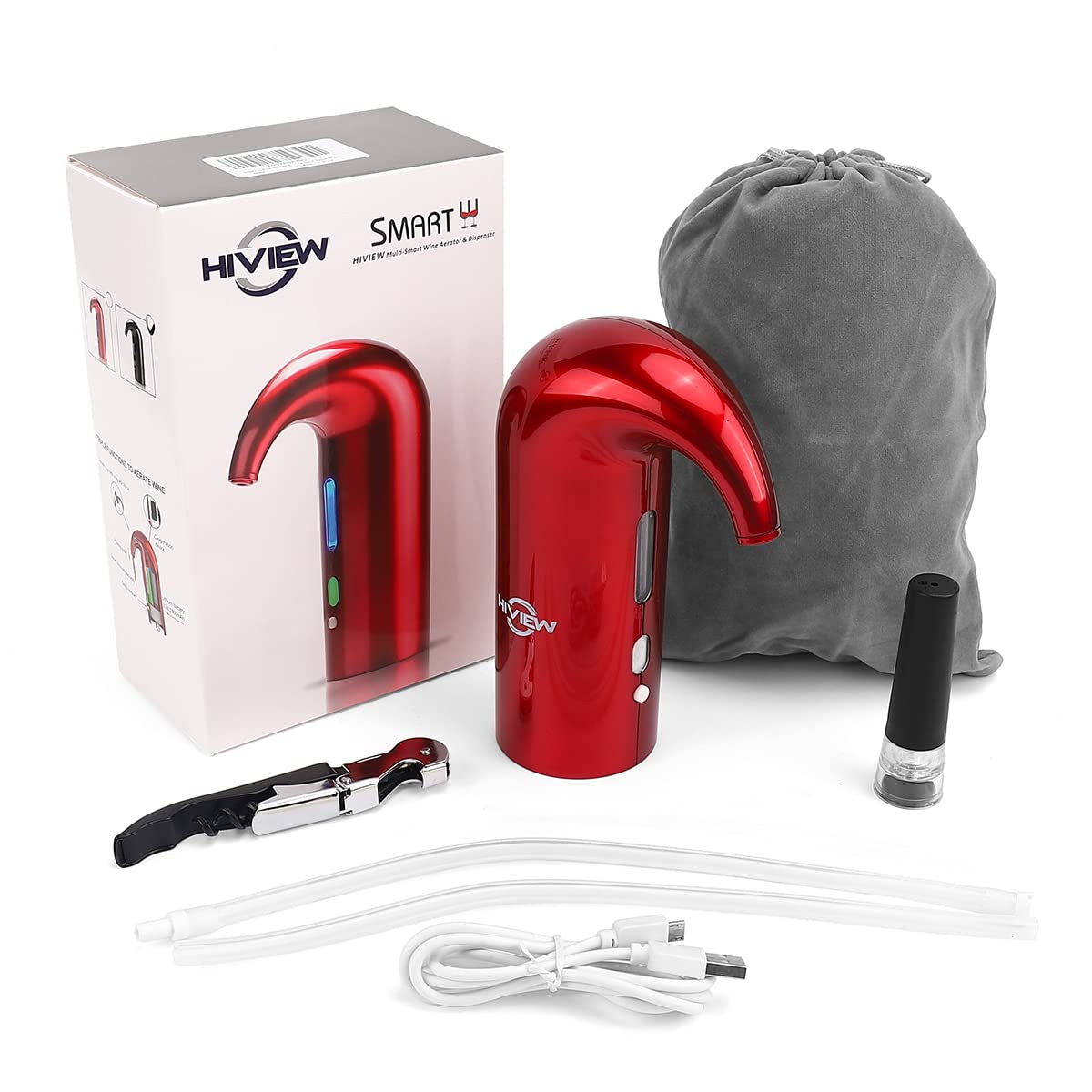 Electric Wine Aerator, Wine Dispenser, Aeration and Decanter Wine Pourer, Red White Wine Accessories Best Wine Gifts -Red