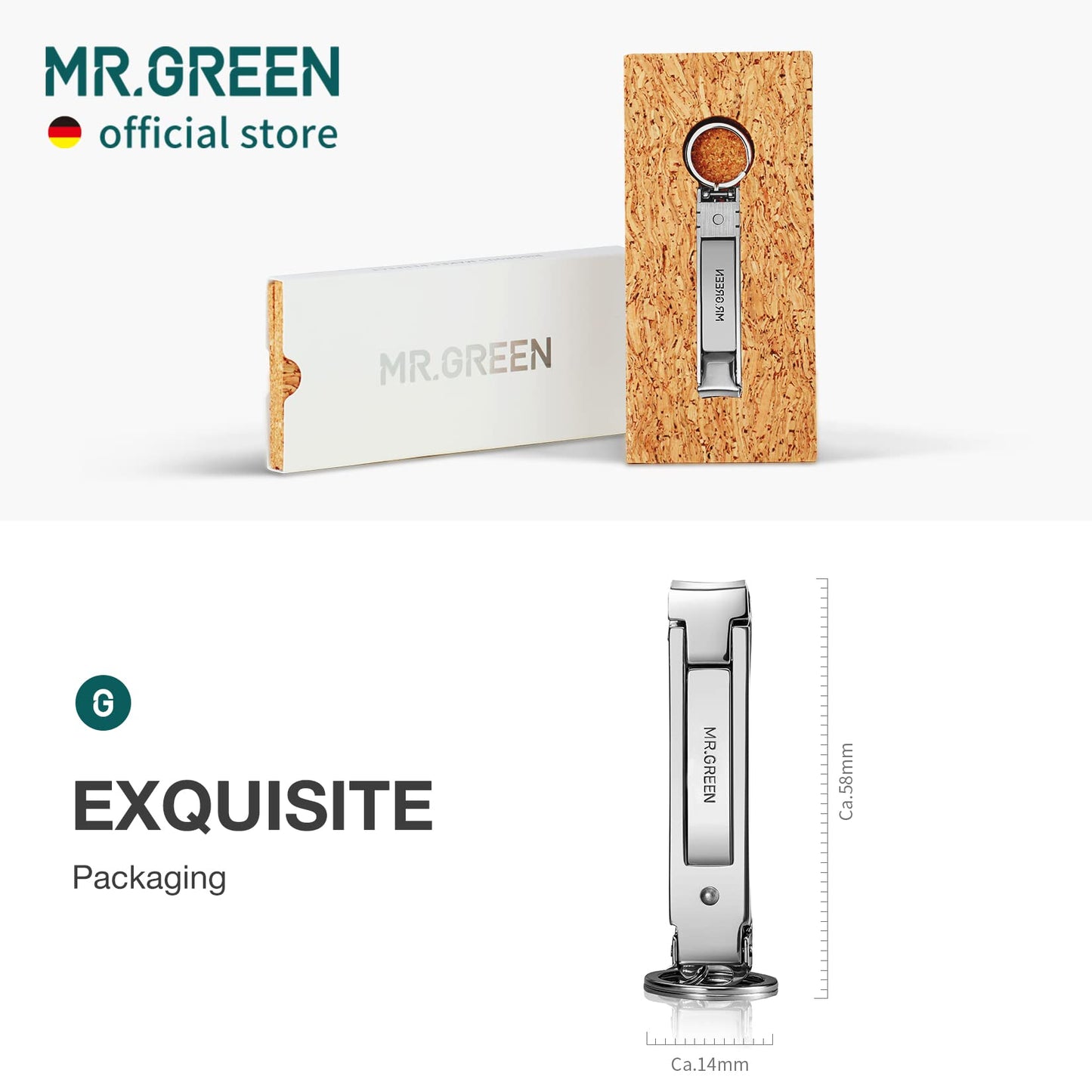 MR.GREEN Collapsible Nail Clippers Small and Thin Portable Travel Nail Scissors Cutter Stainless Steel Manicure Tools with Nail Files (Eco-Packaging)