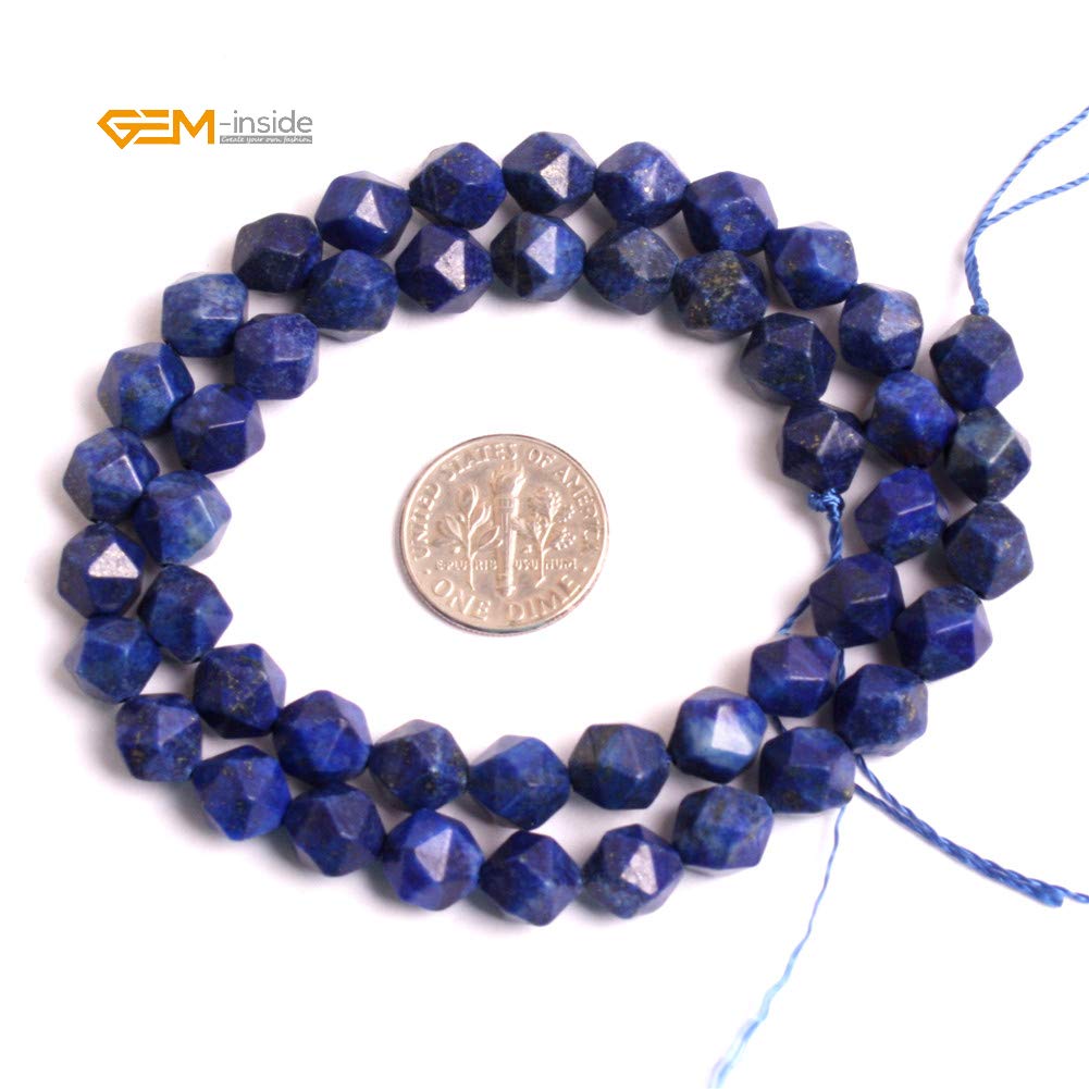 GEM-Inside 8mm Lapiz Lazuli Gemstone Loose Beads Faceted Cambay Crystal Energy Stone Power for Jewelry Making 15"