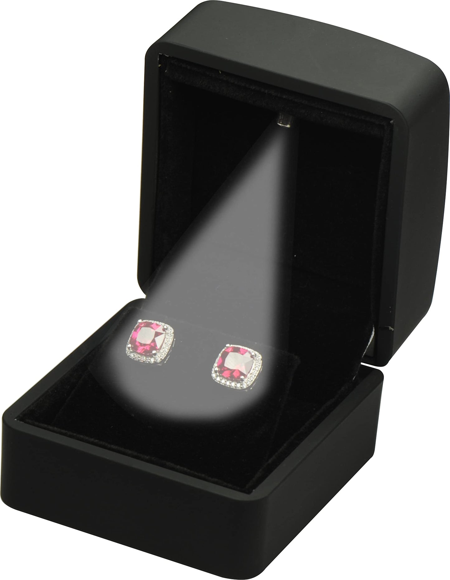 LAODA LED Earring Jewelry Gift Box for Wedding, Proposal, Birthday...Luxury LED Diamond Stud Earring Jewelry Gift Box with Light for Women for Men (Black Earring Box)