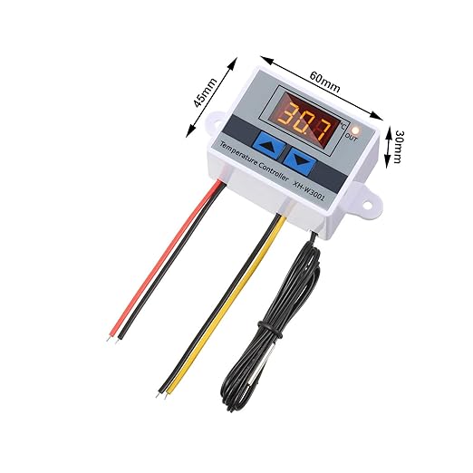 XH-W3001 Digital LED Temperature Controller Module Digital Thermostat Switch with Waterproof Probe Programmable Heating Cooling Electronic Thermostat Range from -50℃ to 110℃ (12V 10A 120W) (4 Pieces)