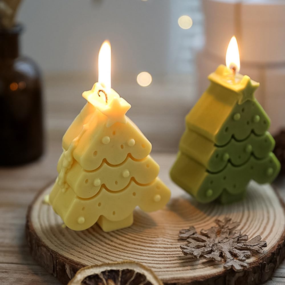 Christmas Tree Aromatherapy Candles, Home Decor Candle, Scented Candle Party Christmas Home Decoration Gifts Room Decor 1 Box (Olive Green 01)
